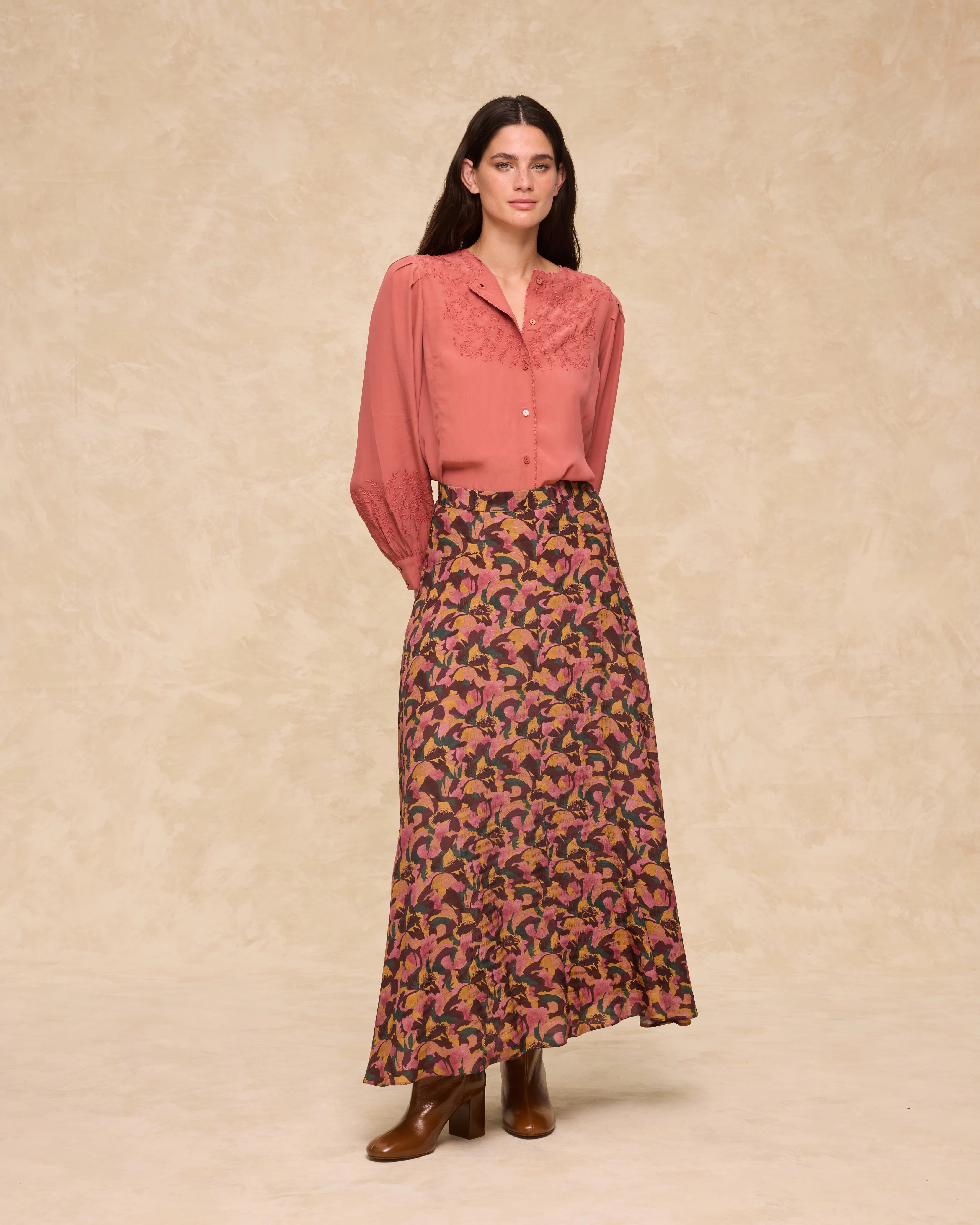 SAACHI | Multi Floral Print Midi Skirt